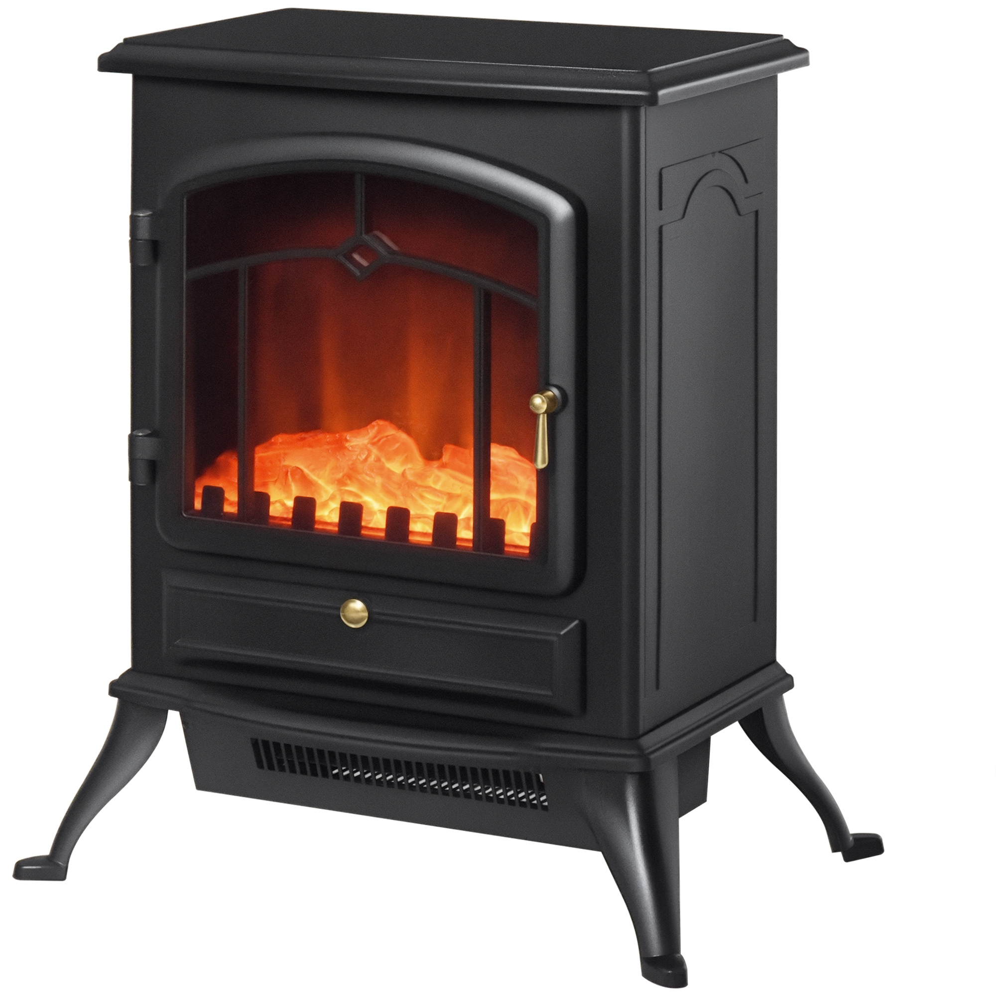 Elektrischer Kamin Mit Flammeneffekt, 1000 W/2000 W, Mit Überhitzungsschutz Und Thermostat, Aus Abs Und Glas, 45 X 28 X 54 Cm, Schwarz