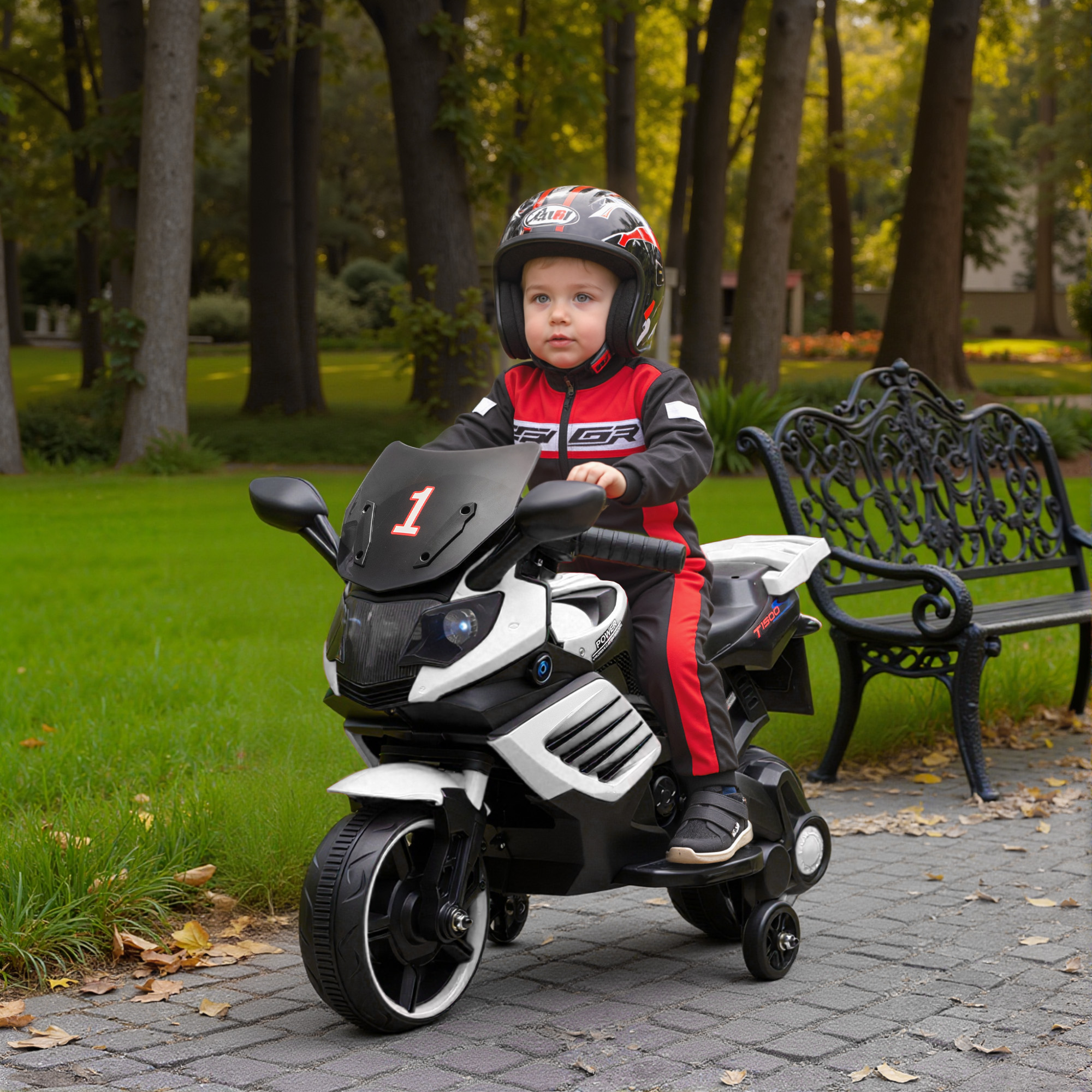 6v-elektromotorrad Für Kinder Mit Abnehmbaren Stützrädern, Spielzeugmotorrad Für Kinder Von 18–36 Monaten Mit Eingebautem Scheinwerfer Und Musik, Weiß