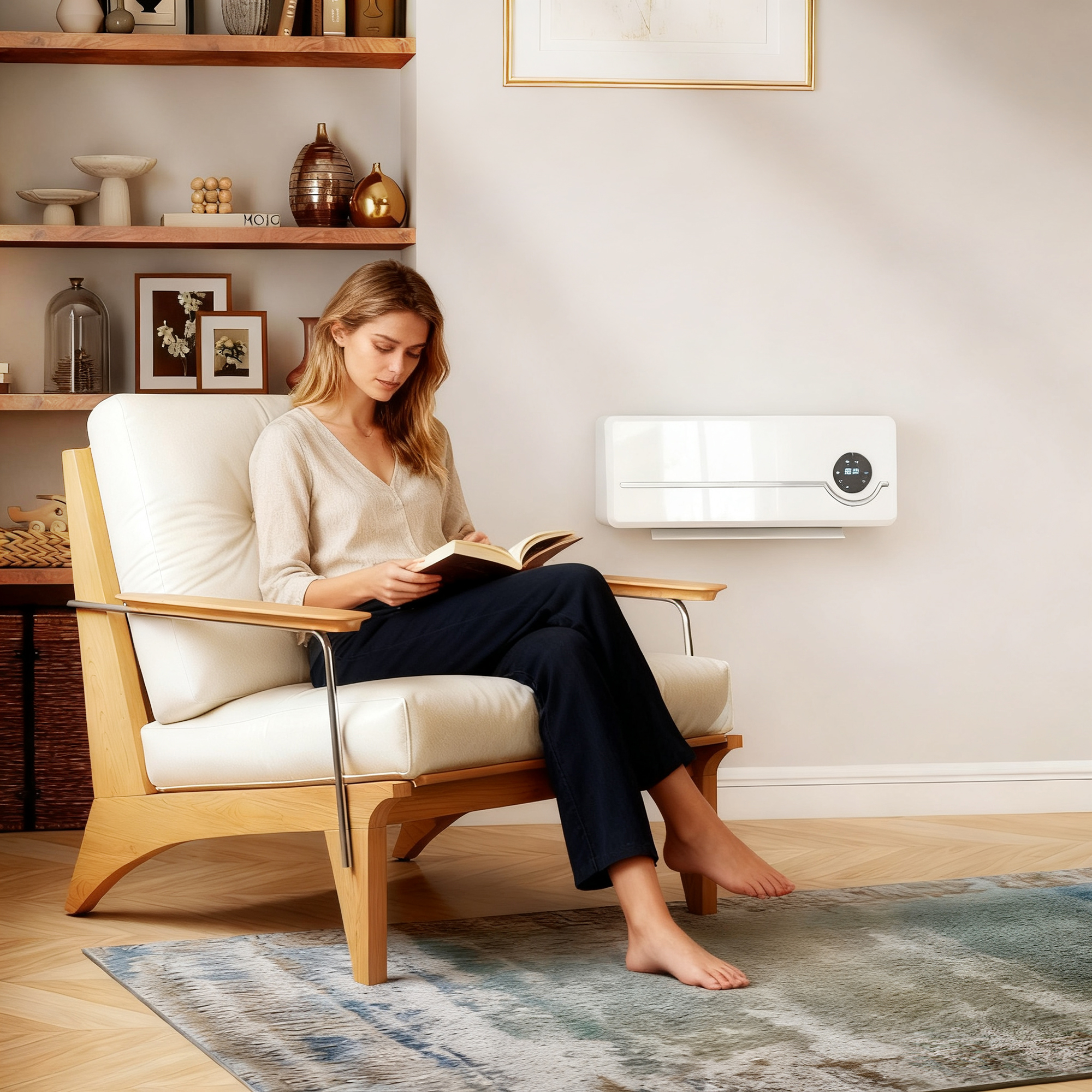 2000-w-elektrowandheizung Mit Geringem Stromverbrauch, 3 Betriebsmodi, Led-anzeige, Thermostat, Timer Und Oszillationsfunktion, Weiß