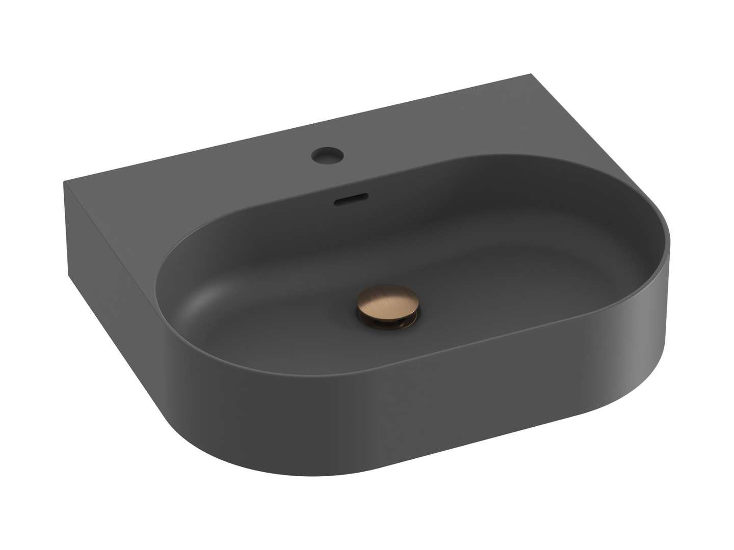 Ravak Ceramic - Waschbecken 55x45 Cm, Mit Überlauf, Hahnloch, Anthrazit Xjx03155002
