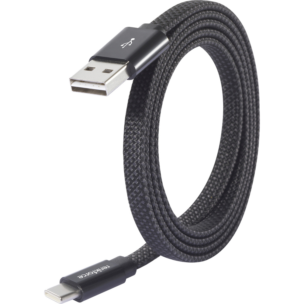 Renkforce Usb-kabel Usb 2.0 Usb-a Stecker, Usb-c® Stecker 1.50 M Schwarz Mit Magnetischer Aufwicklu