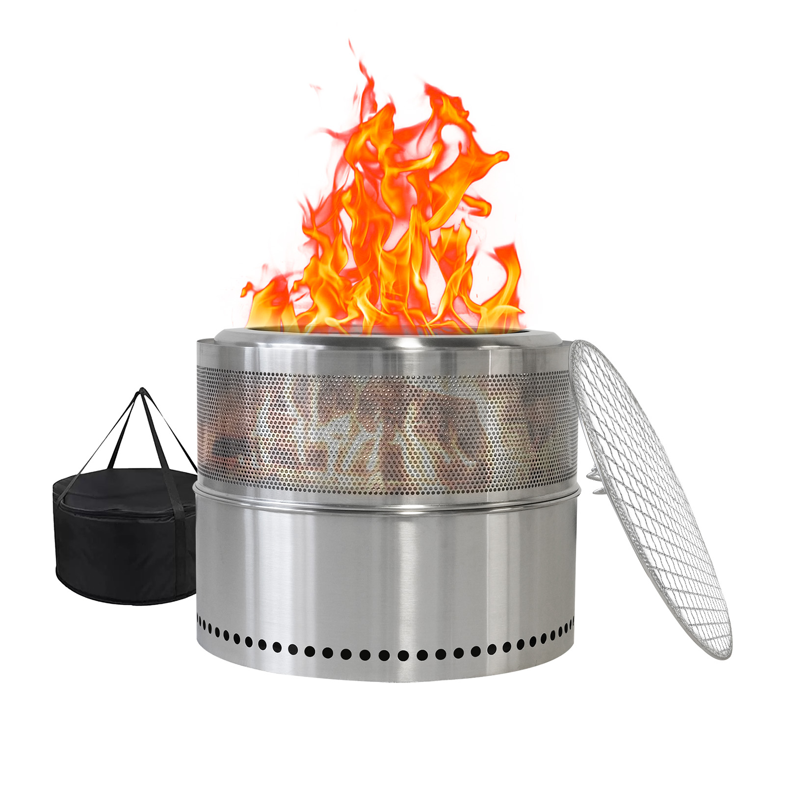 Rauchfreie Feuerstelle Aus Edelstahl, Holz- & Grillfeuerstelle, Tragbar, Für Den Außenbereich Geeignet