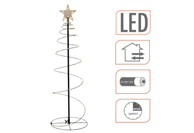 Led Spiral Lichterbaum Schwarz Für Außen Mit Timer - 60 Cm - Metall Weihnachtsbaum Mit Stern Spitze Batterie Betrieben - Weihnachten Advent Garten Deko Beleuchtung