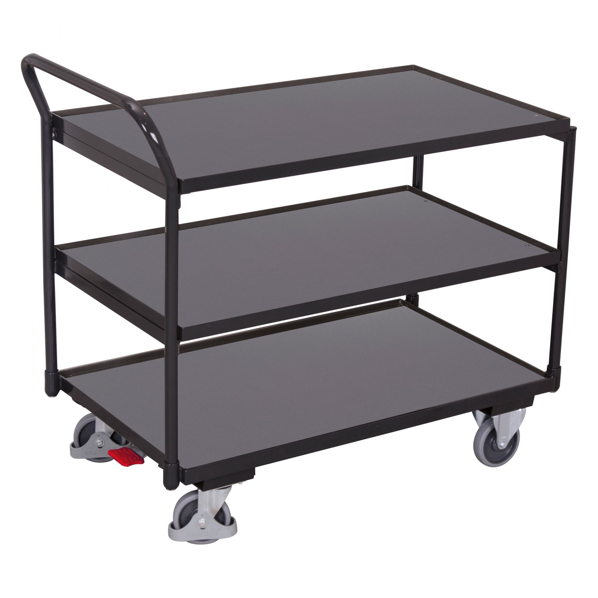 Variofit Tischwagen Mit Gebogenem Schiebegriff Und 3 Ladeflächen 985x690mm Anthrazitgrau