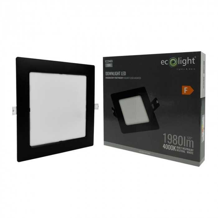 Led-einbauleuchte, Quadratisch, 18 W, 4000 K, Schwarz, Dl-1