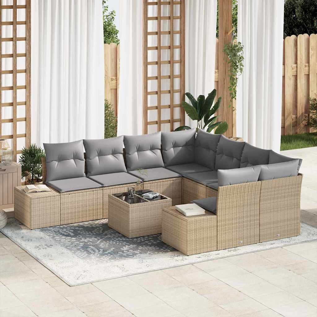 Vidaxl Ensemble De Canapé De Jardin Avec Coussin 9 Pcs Beige Polyrotin