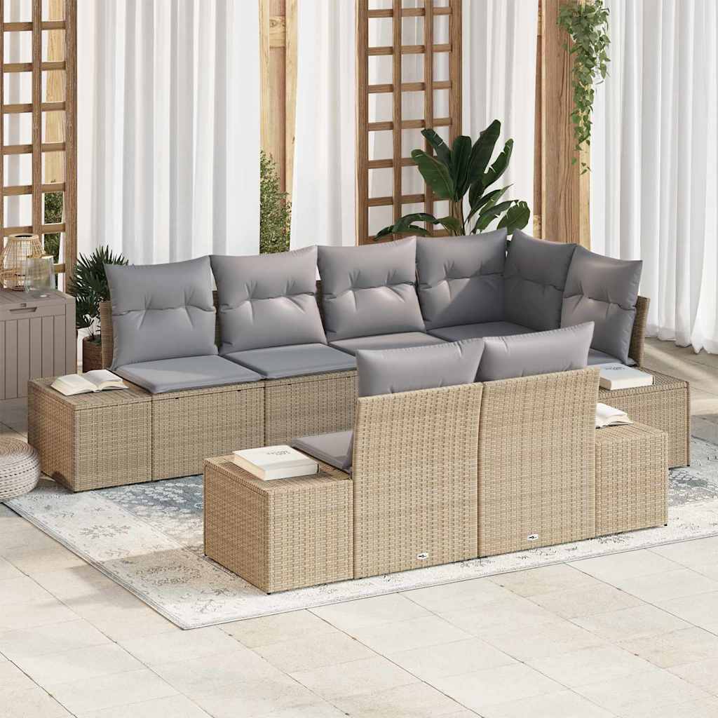 Vidaxl Ensemble De Canapé De Jardin 7 Pcs Beige Et Gris Clair
