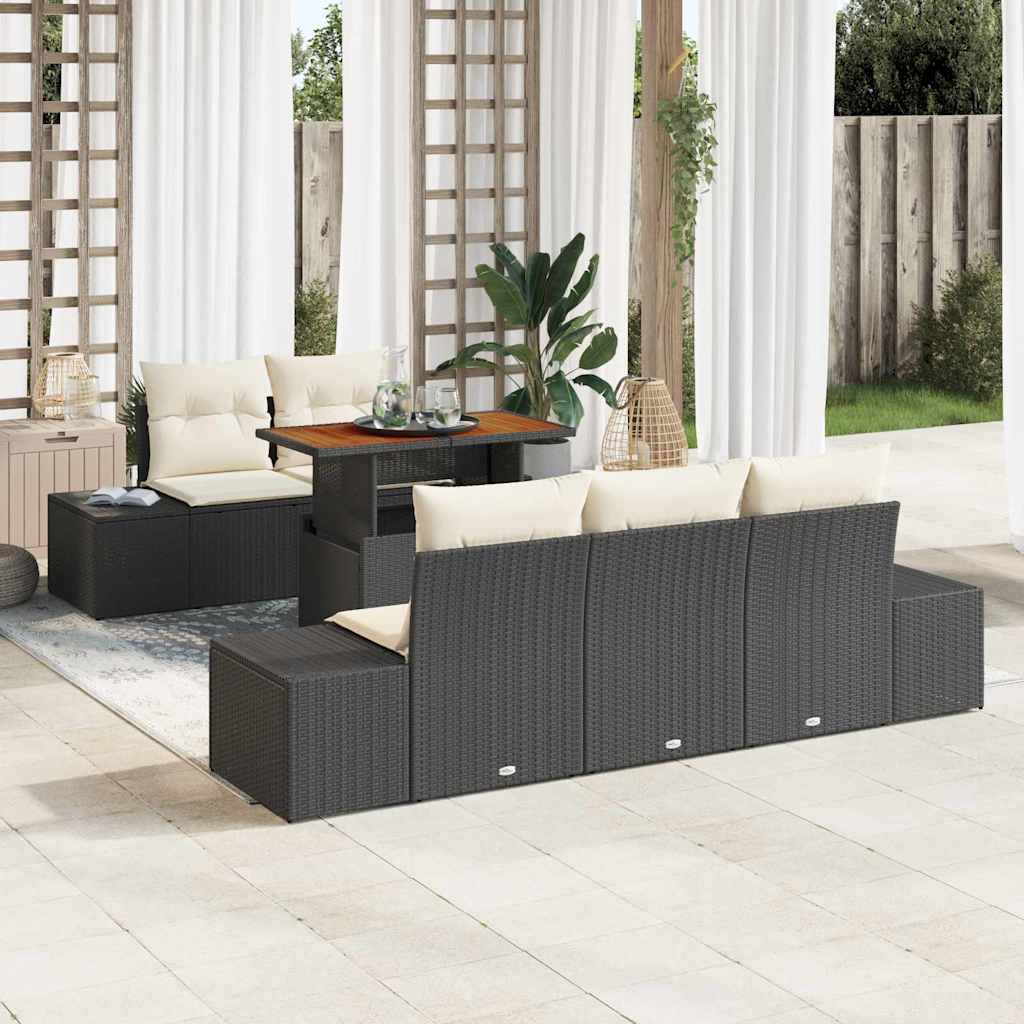 Vidaxl Ensemble De Canapé De Jardin 6 Pc Noir Et Crème