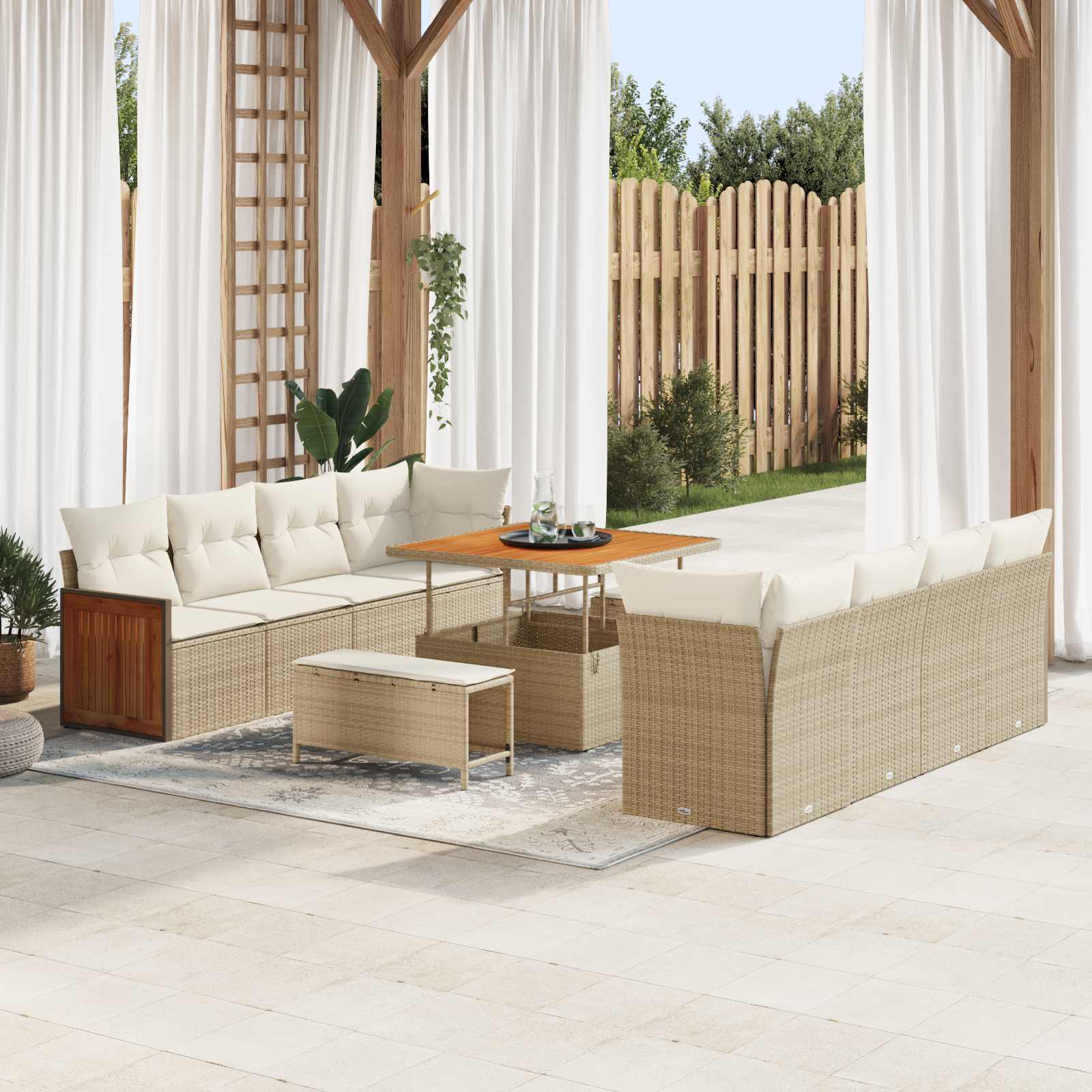 Vidaxl Ensemble De Canapé De Jardin Avec Coussin 11 Pcs Beige Et Crème