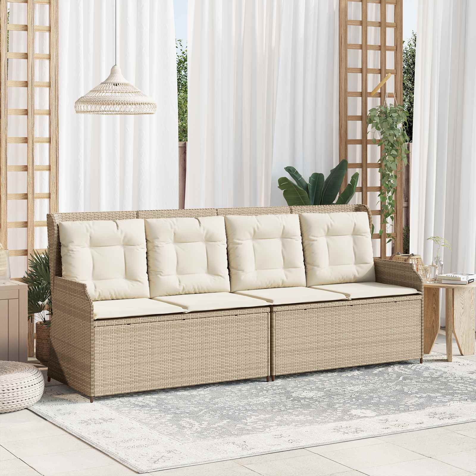 Vidaxl Banc De Jardin Beige Polyrotin