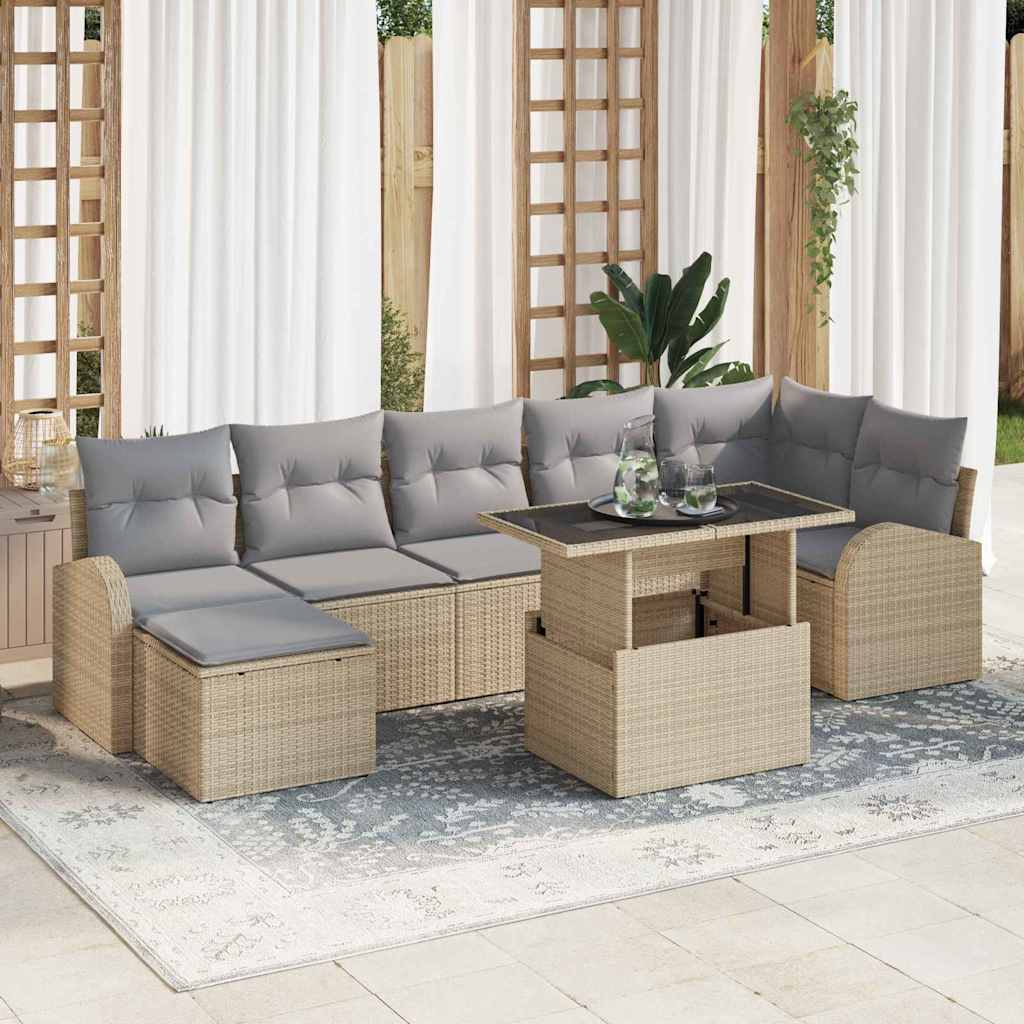 Vidaxl Ensemble De Canapé De Jardin 8 Pcs Beige Poly Rotin