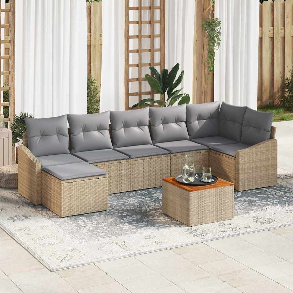 Vidaxl Ensemble De Canapé De Jardin Avec Coussin 8 Pcs Beige Polyrotin