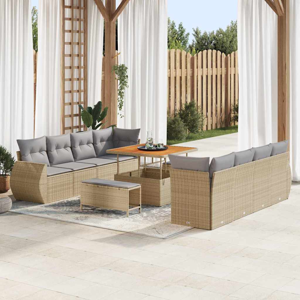 Vidaxl Ensemble De Canapé De Jardin 11 Pcs Beige Poly Rotin