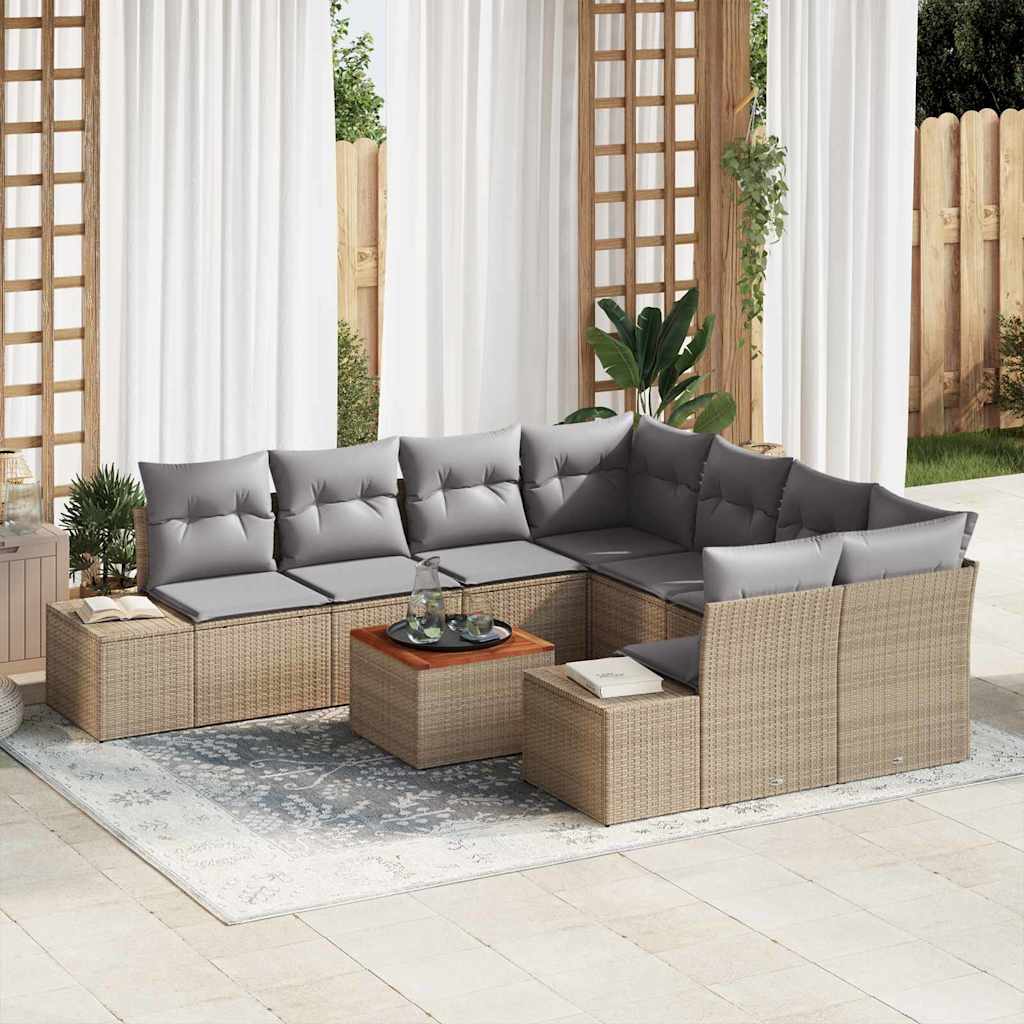 Vidaxl Ensemble De Canapé De Jardin 9 Pcs Beige Et Gris Clair