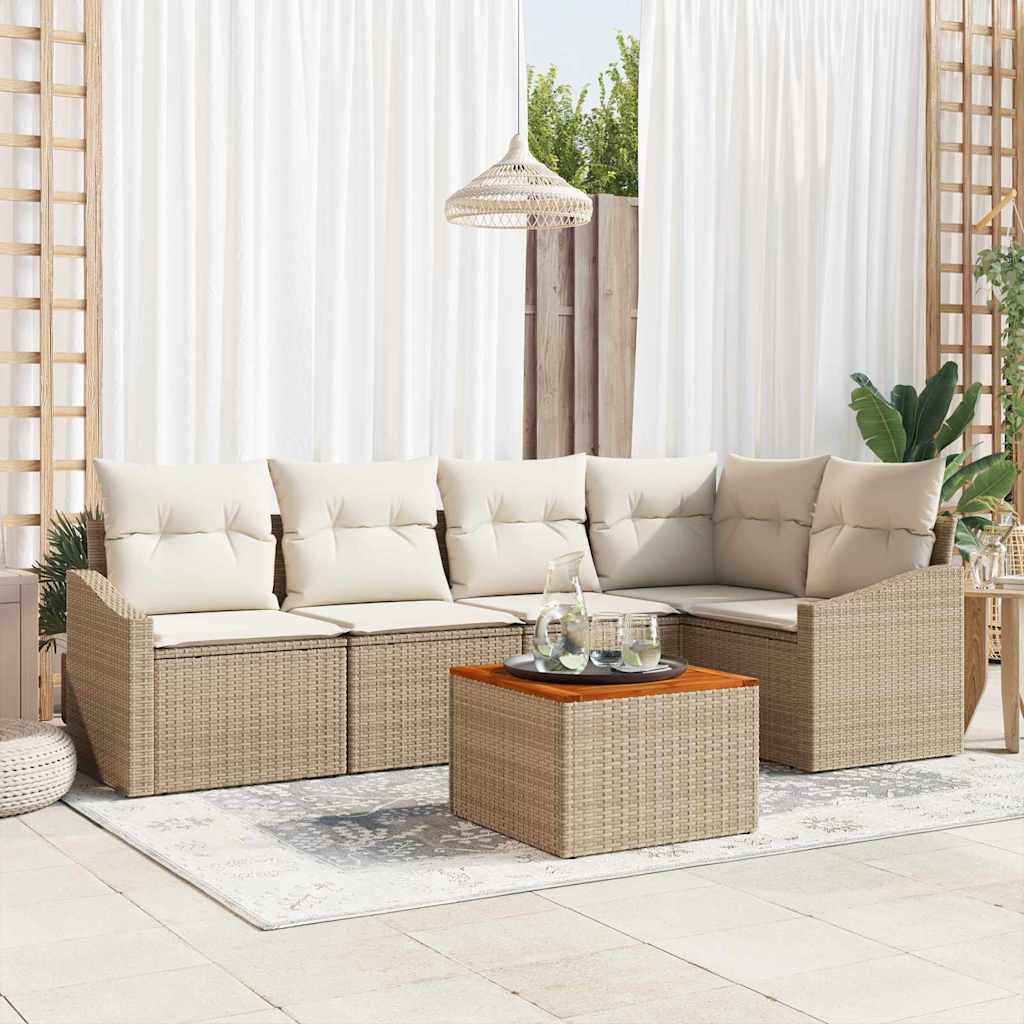 Vidaxl Ensemble De Canapé De Jardin 6 Pcs Beige Et Crème Polyrotin