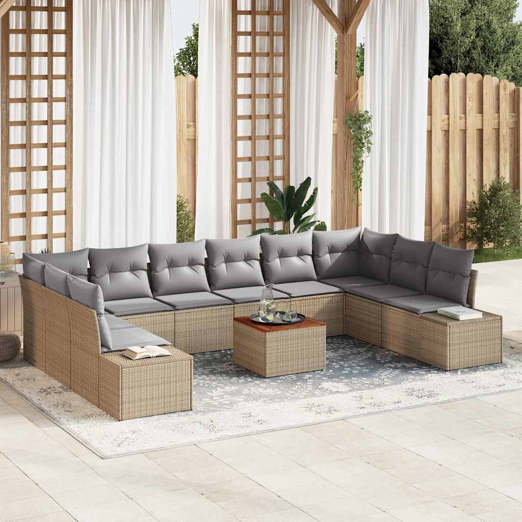 Vidaxl Ensemble De Canapé De Jardin 11 Pcs Beige Polyrotin