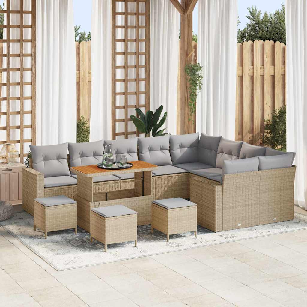 Vidaxl Ensemble De Canapé De Jardin 13 Pcs Beige Polyrotin