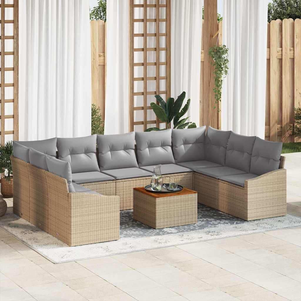 Vidaxl Ensemble De Canapé De Jardin 10 Pcs Beige Polyrotin