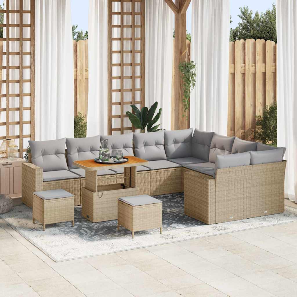Vidaxl Ensemble De Canapé De Jardin 12 Pcs Beige Polyrotin