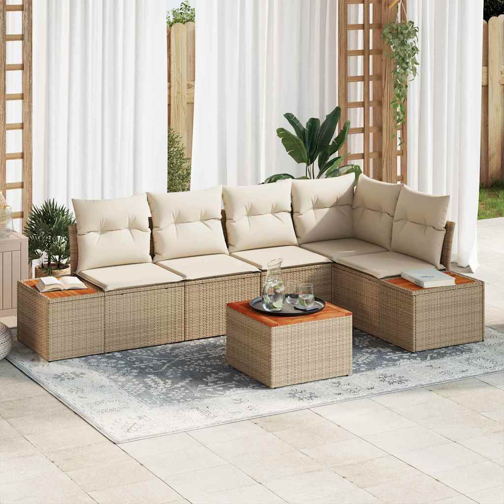 Vidaxl Ensemble De Canapé De Jardin 6 Pcs Beige Et Crème Poly Rotin