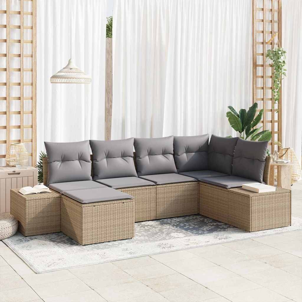 Vidaxl Ensemble De Canapé De Jardin 6 Pcs Beige Et Gris Polyrotin