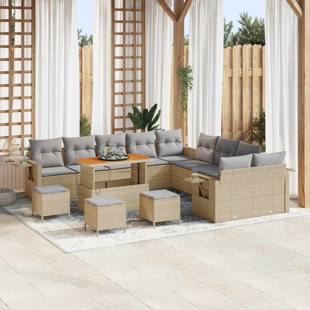 Vidaxl Ensemble De Canapé De Jardin 14 Pcs Beige Polyrotin
