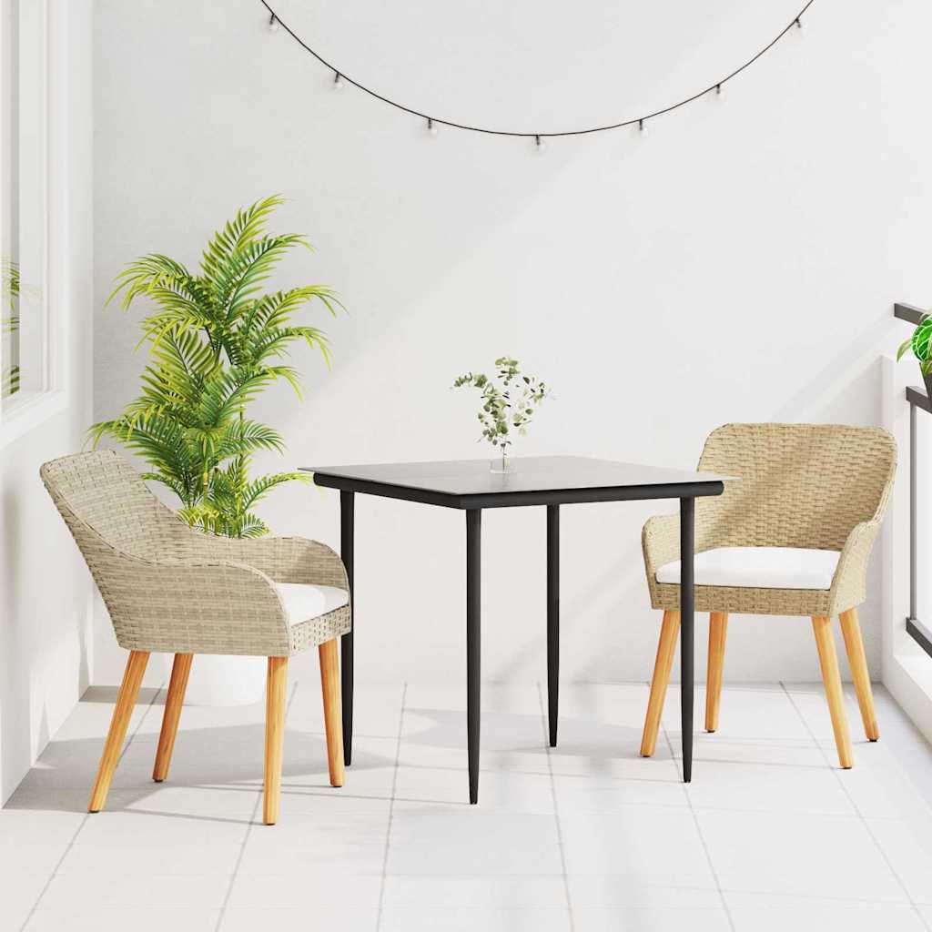 Vidaxl Ensemble De Salle À Manger Pour Jardin 3 Pcs Beige Polyrotin