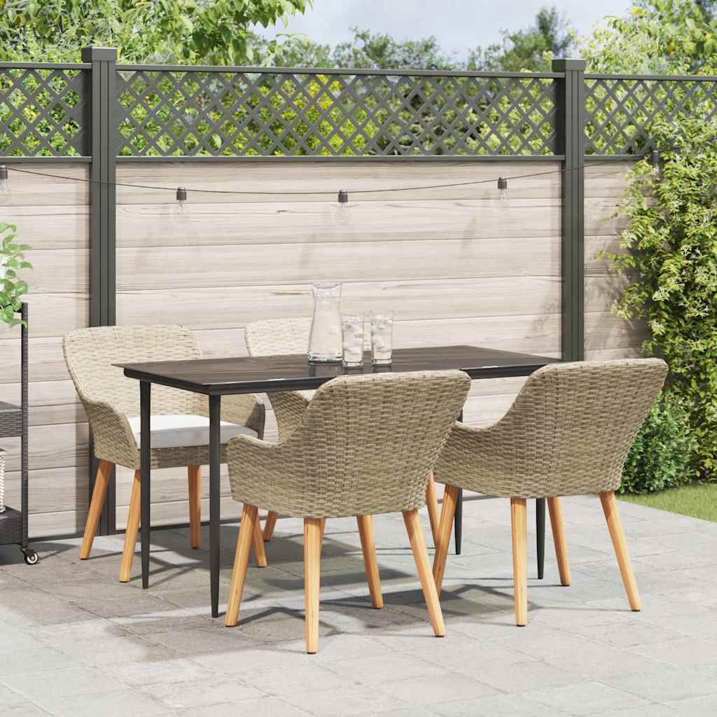 Vidaxl Ensemble De Salle À Manger Pour Jardin 5 Pcs Beige Polyrotin