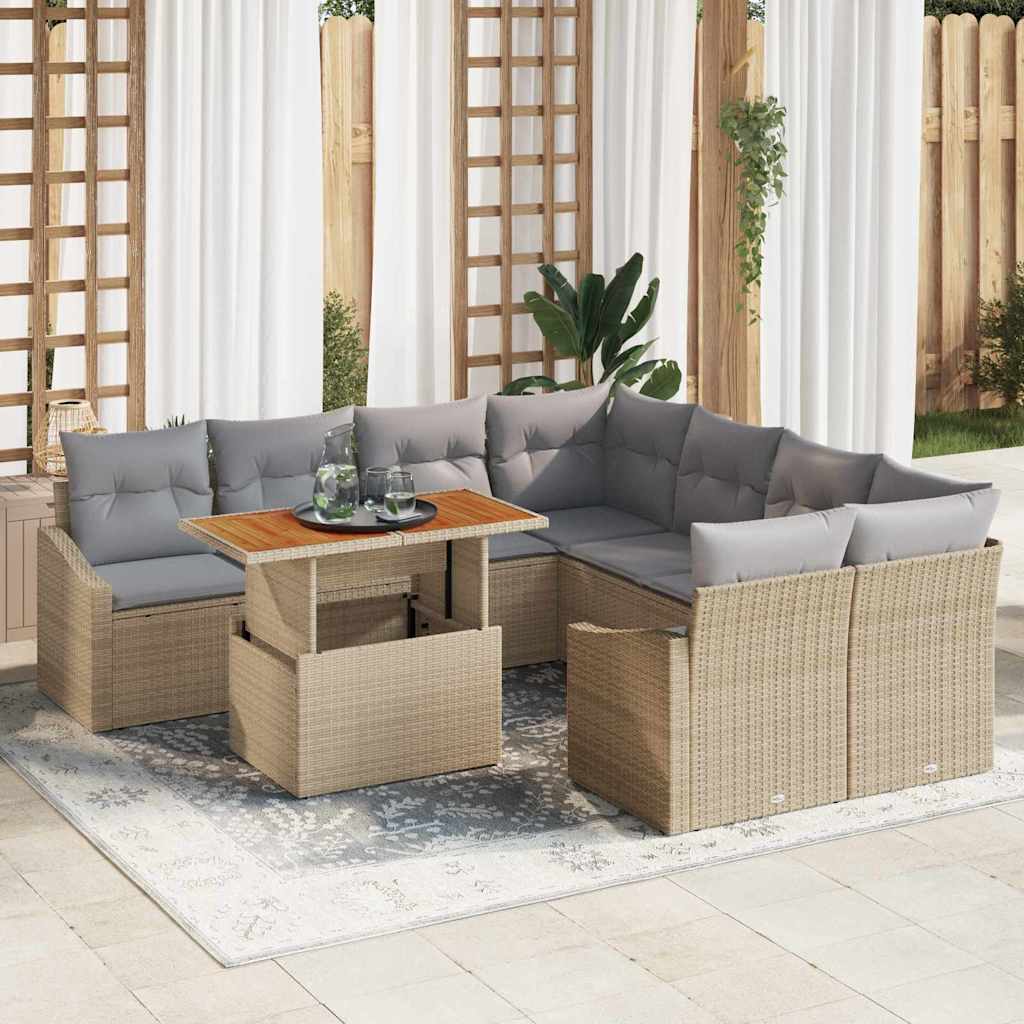 Vidaxl Ensemble De Canapé De Jardin 9 Pc Beige Et Gris