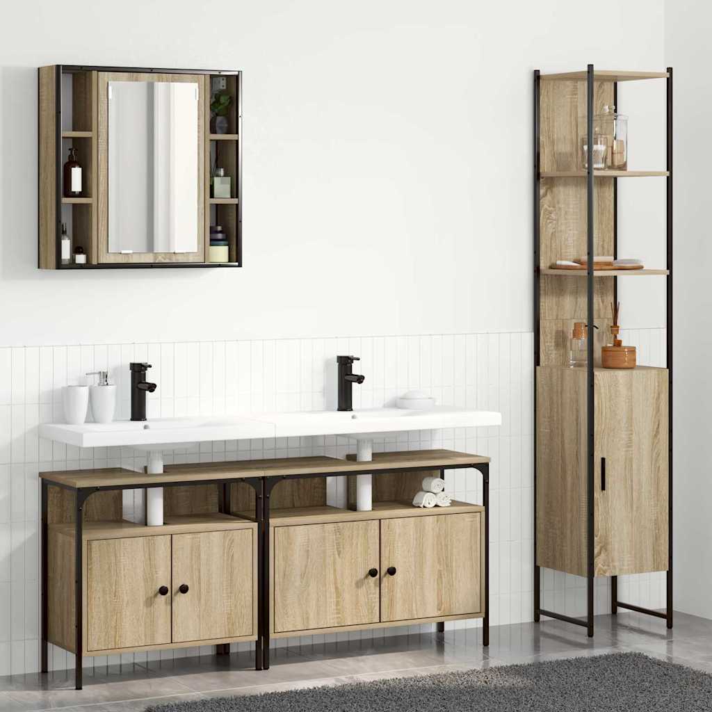 Vidaxl Ensemble De Mobilier De Salle De Bain 4 Pcs Chêne Sonoma
