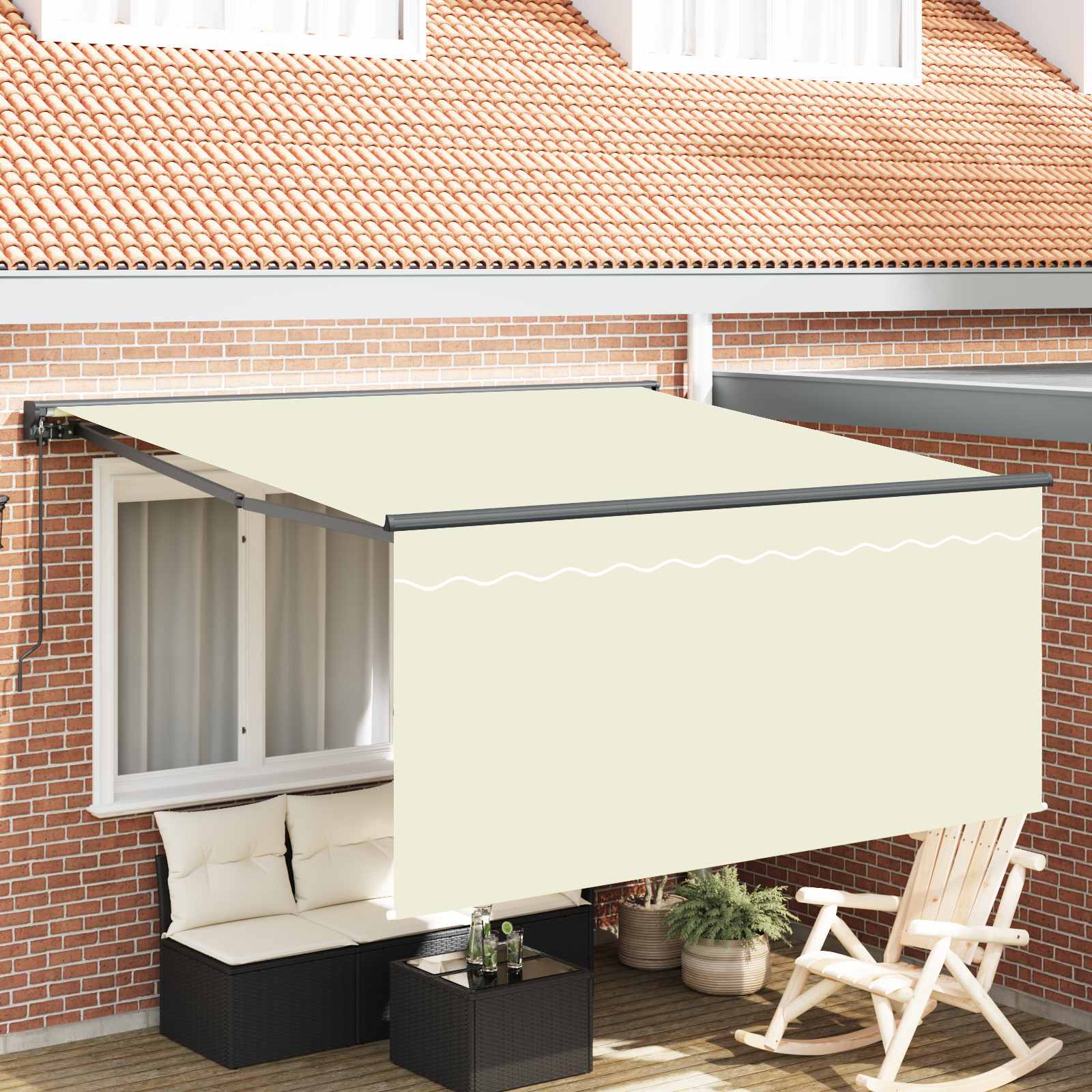 Vidaxl Auvent Rétractable Crème 300 X 250 Cm Polyester Et Aluminium