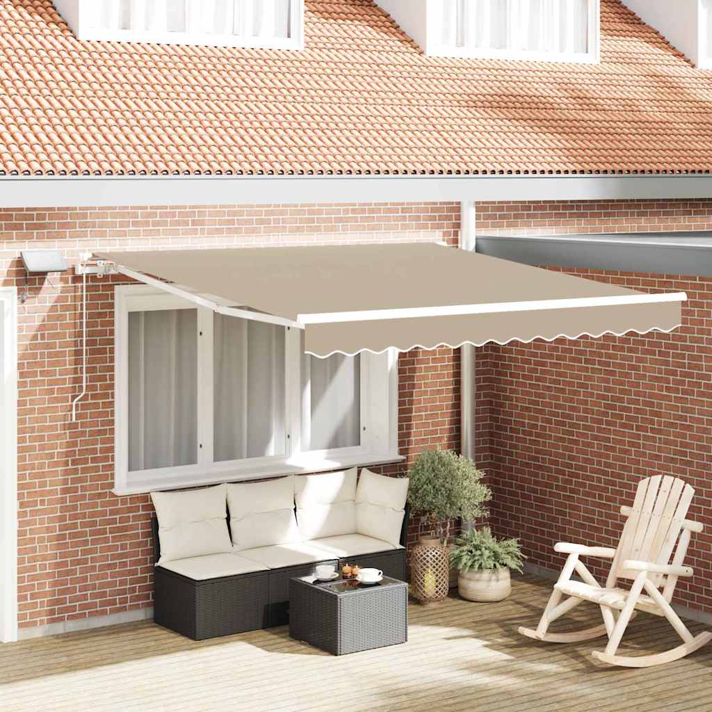 Vidaxl Auvent Rétractable Beige 350 X 250 Cm Tissu Et Aluminium