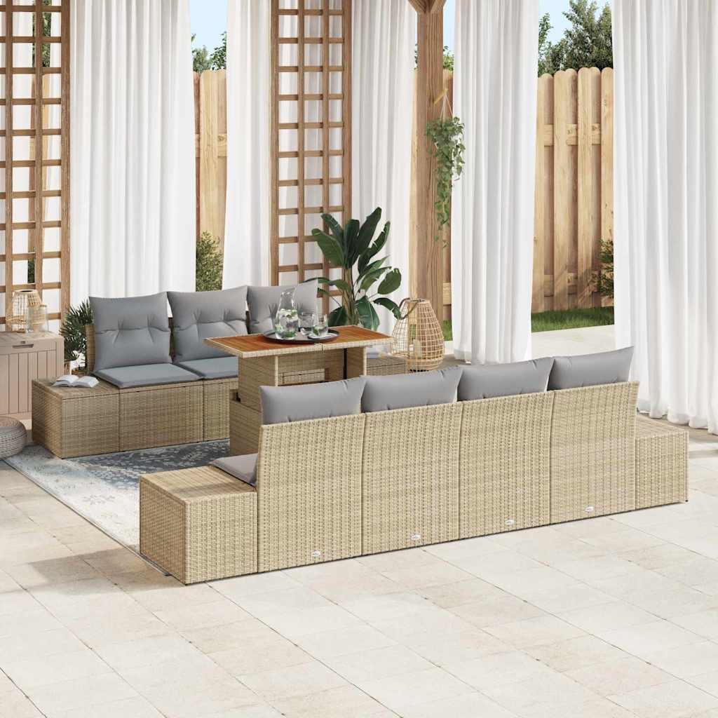Vidaxl Ensemble De Canapé De Jardin 8 Pc Beige Et Gris