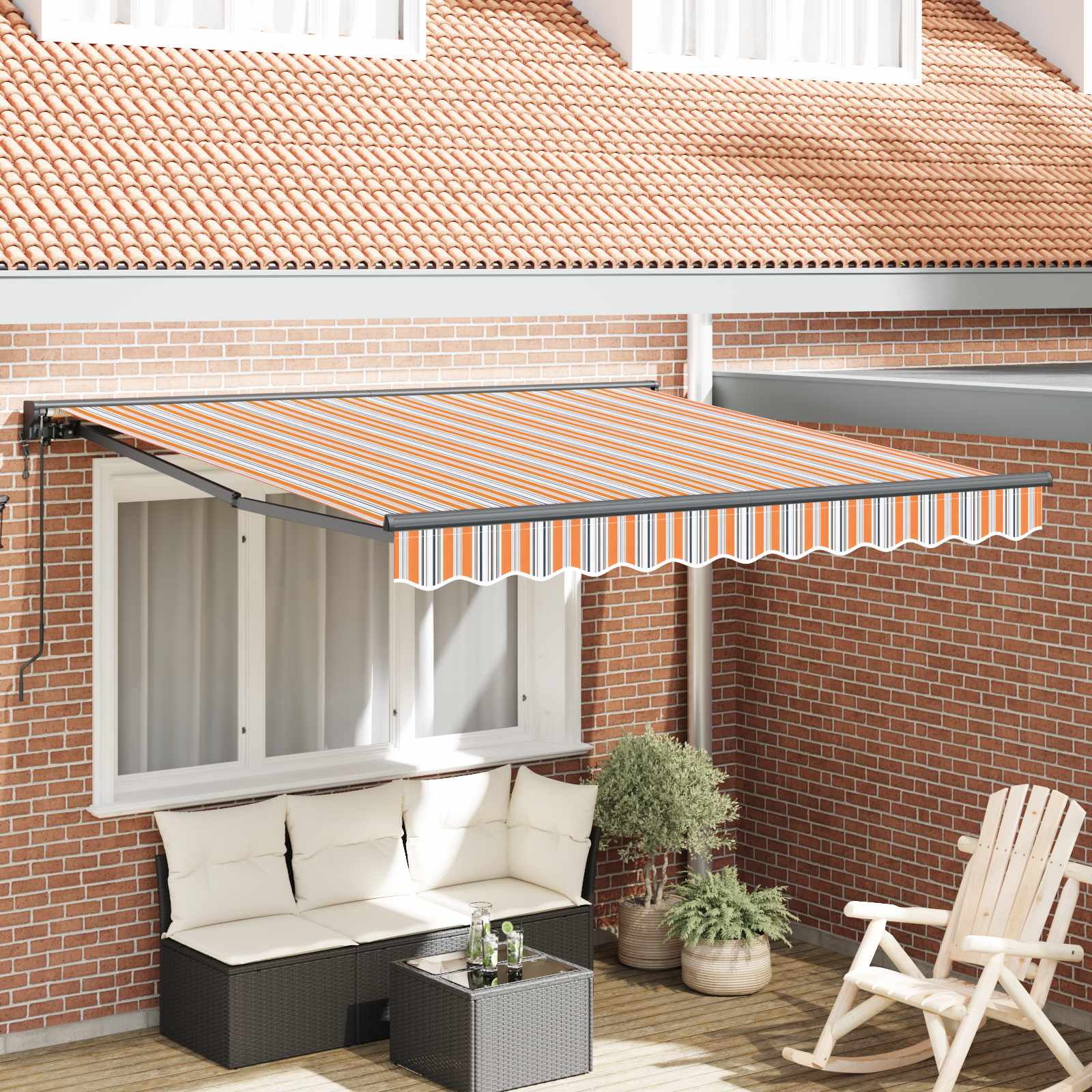 Vidaxl Cadre D'Auvent Bleu Et Orange 350 X 250 Cm
