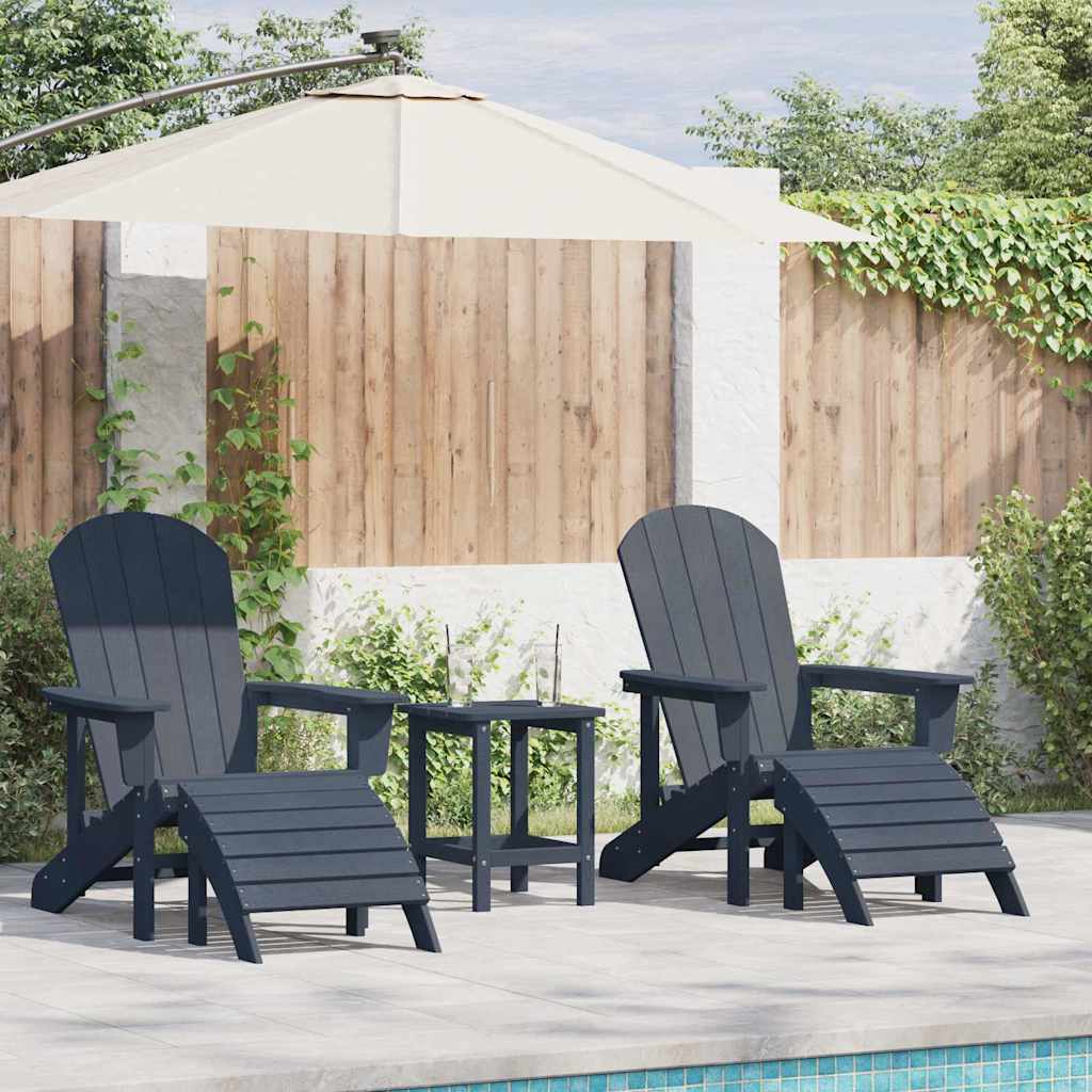 Vidaxl Chaise De Jardin 3 Pcs Bleu Marine Polyéthylène