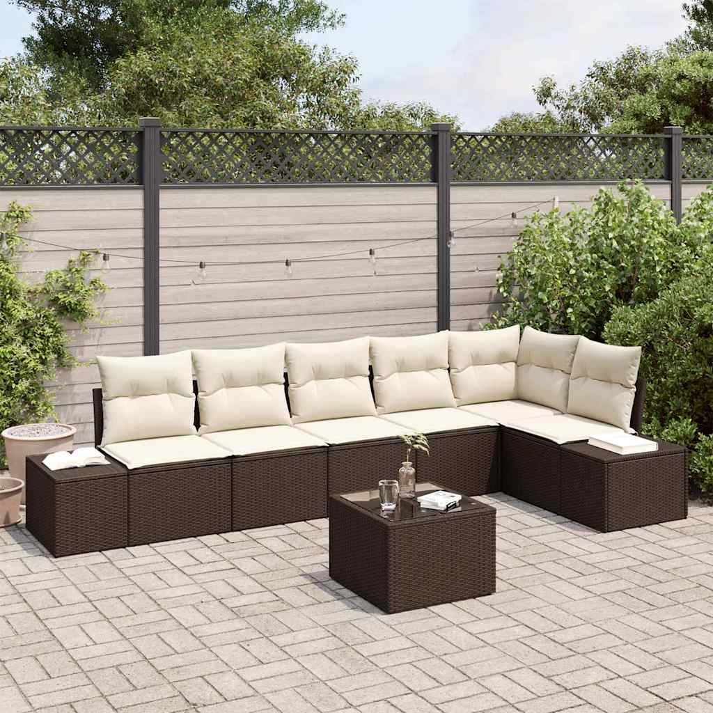 Vidaxl Ensemble De Canapé De Jardin Marron Et Crème Polyrotin