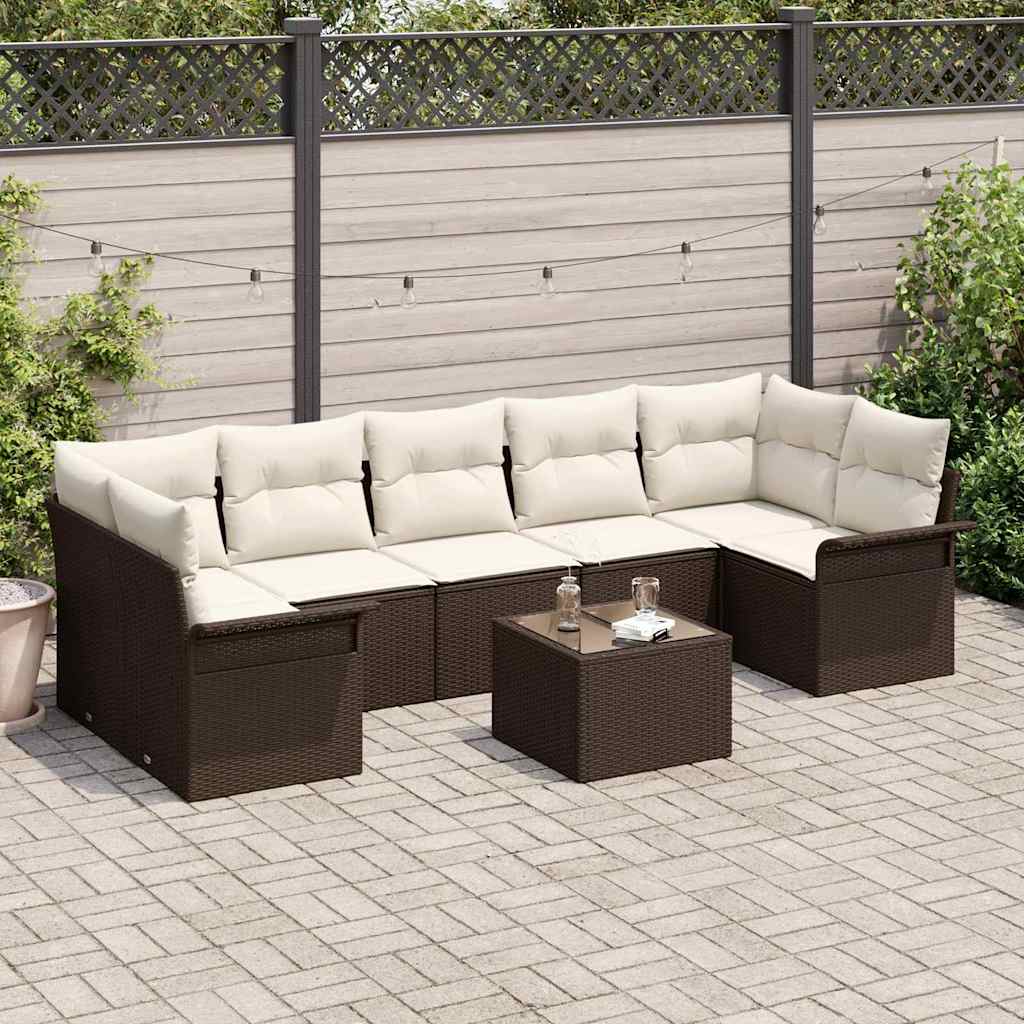 Vidaxl Ensemble De Canapé De Jardin 8 Pcs Marron Polyrotin