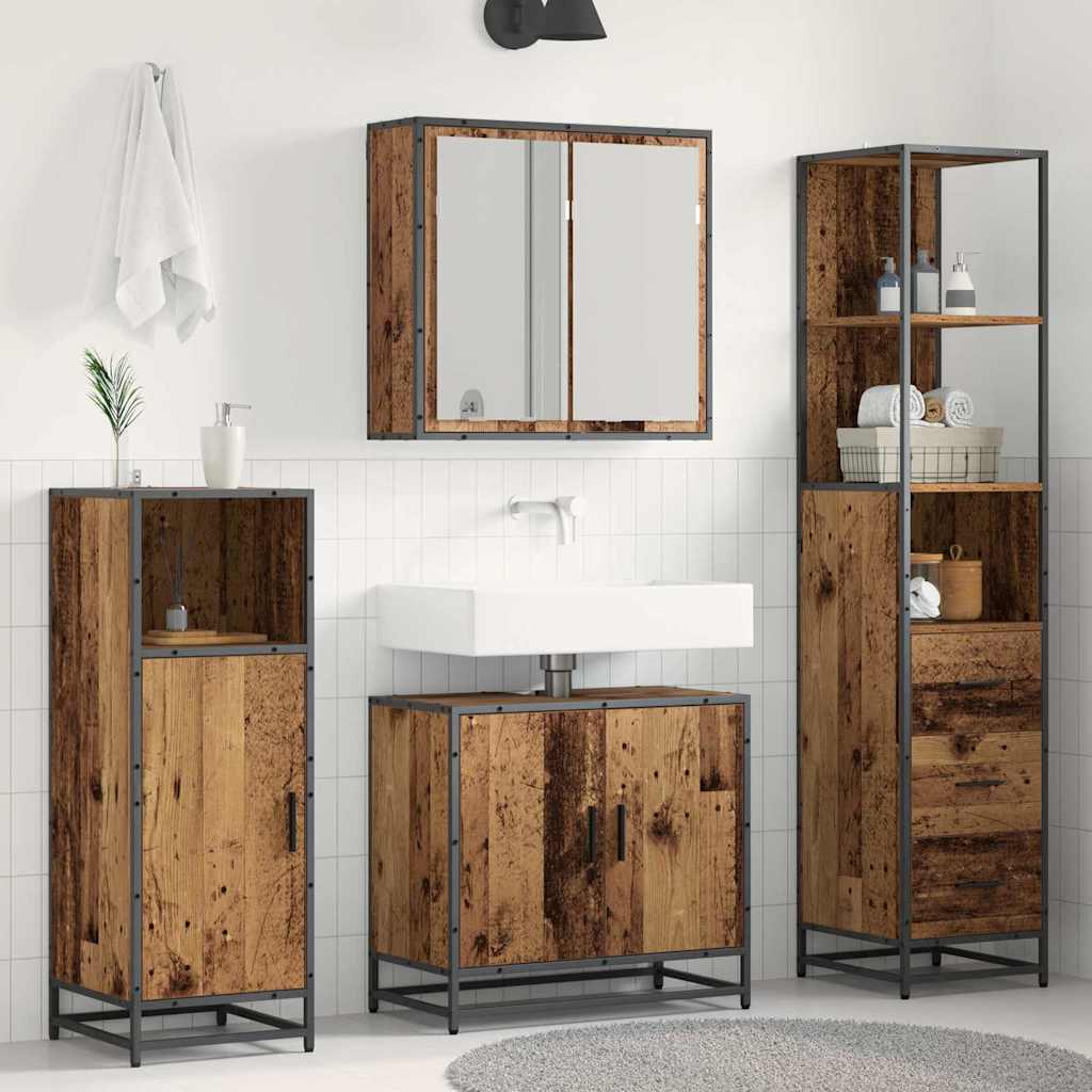 Vidaxl Ensemble De Mobilier De Salle De Bain 3 Pcs Bois Ancien