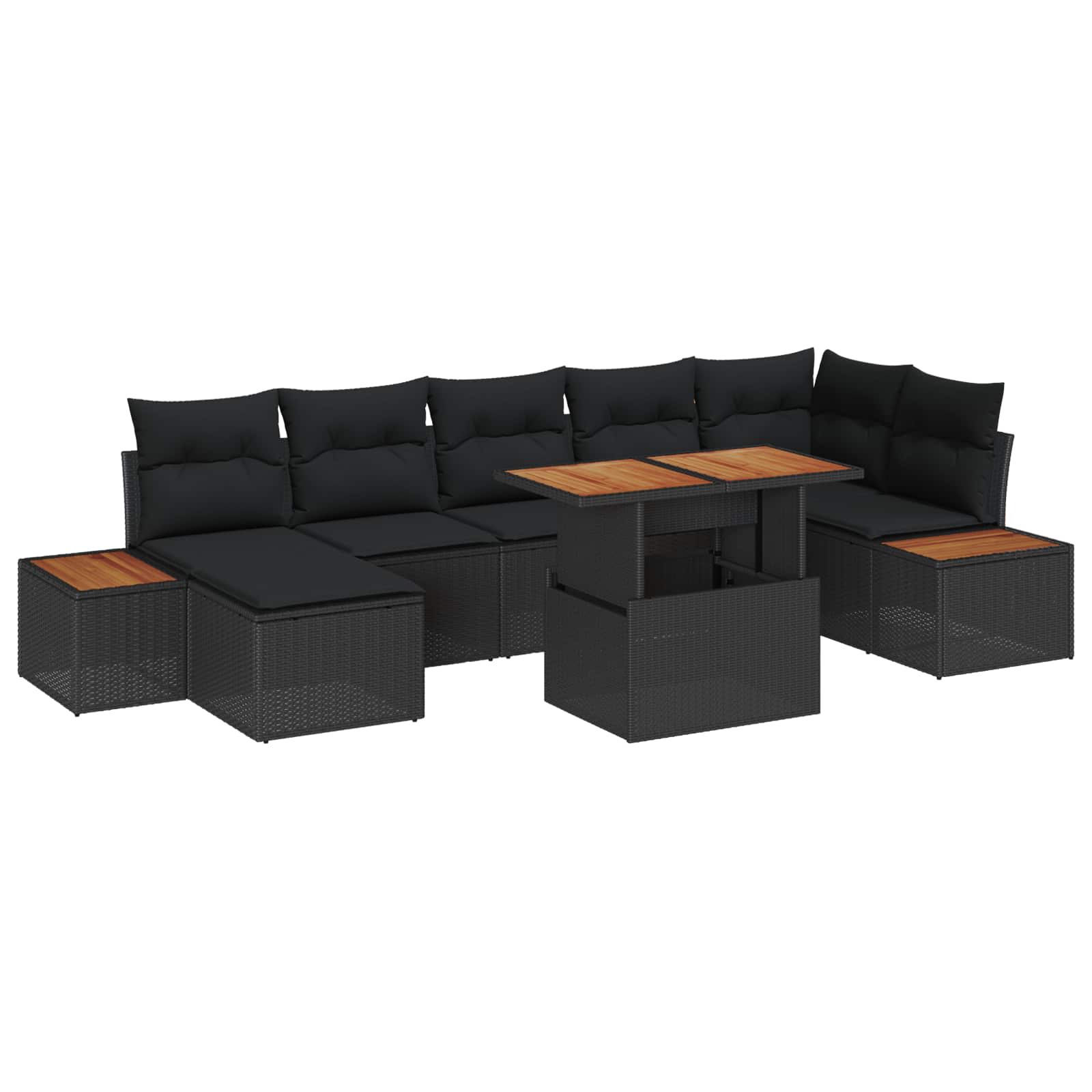 Vidaxl Ensemble De Canapé De Jardin 8 Pcs Noir Et Marron