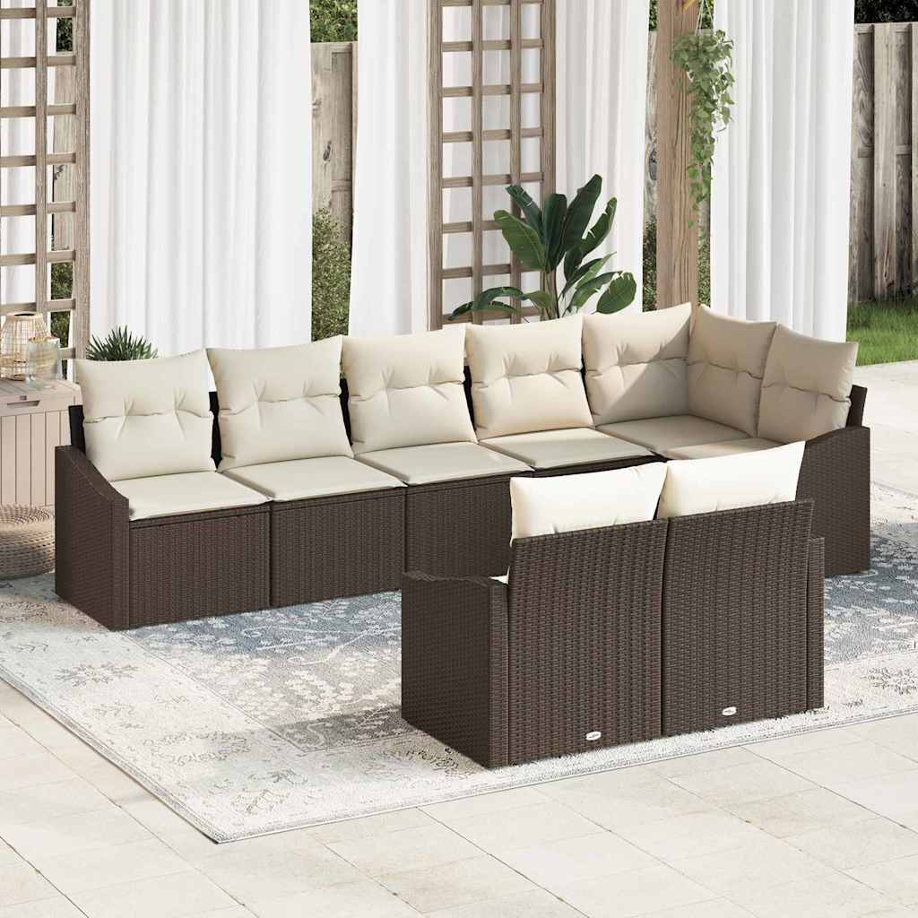 Vidaxl Ensemble De Canapés Avec Coussin 8 Pcs Marron Polyrotin