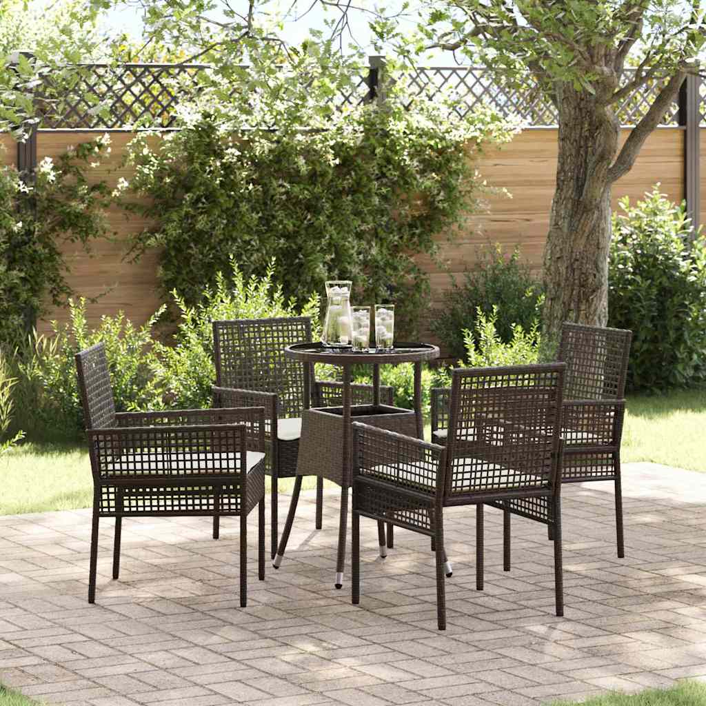 Vidaxl Ensemble De Salle À Manger Pour Jardin 5 Pcs Marron Polyrotin