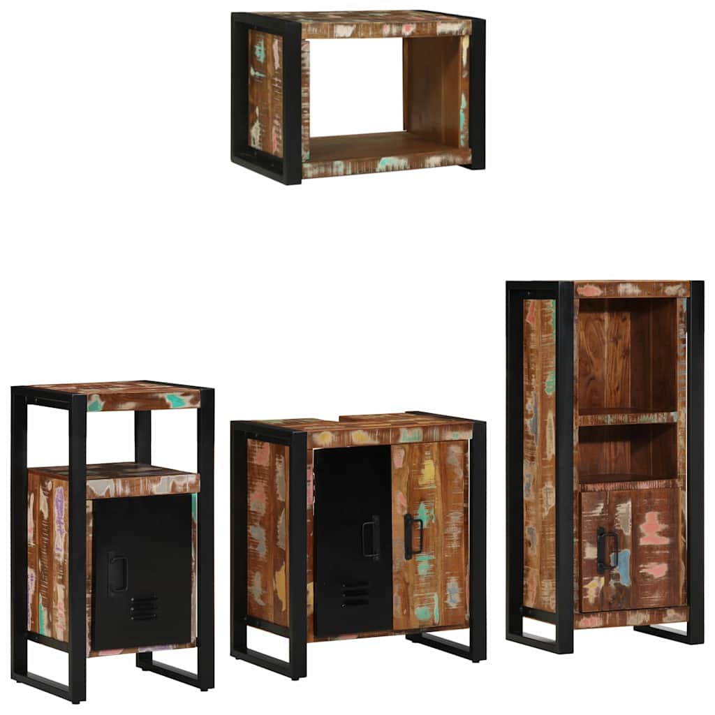 Vidaxl Ensemble De Mobilier De Salle De Bain 4 Pcs Bois Recyclé Solide