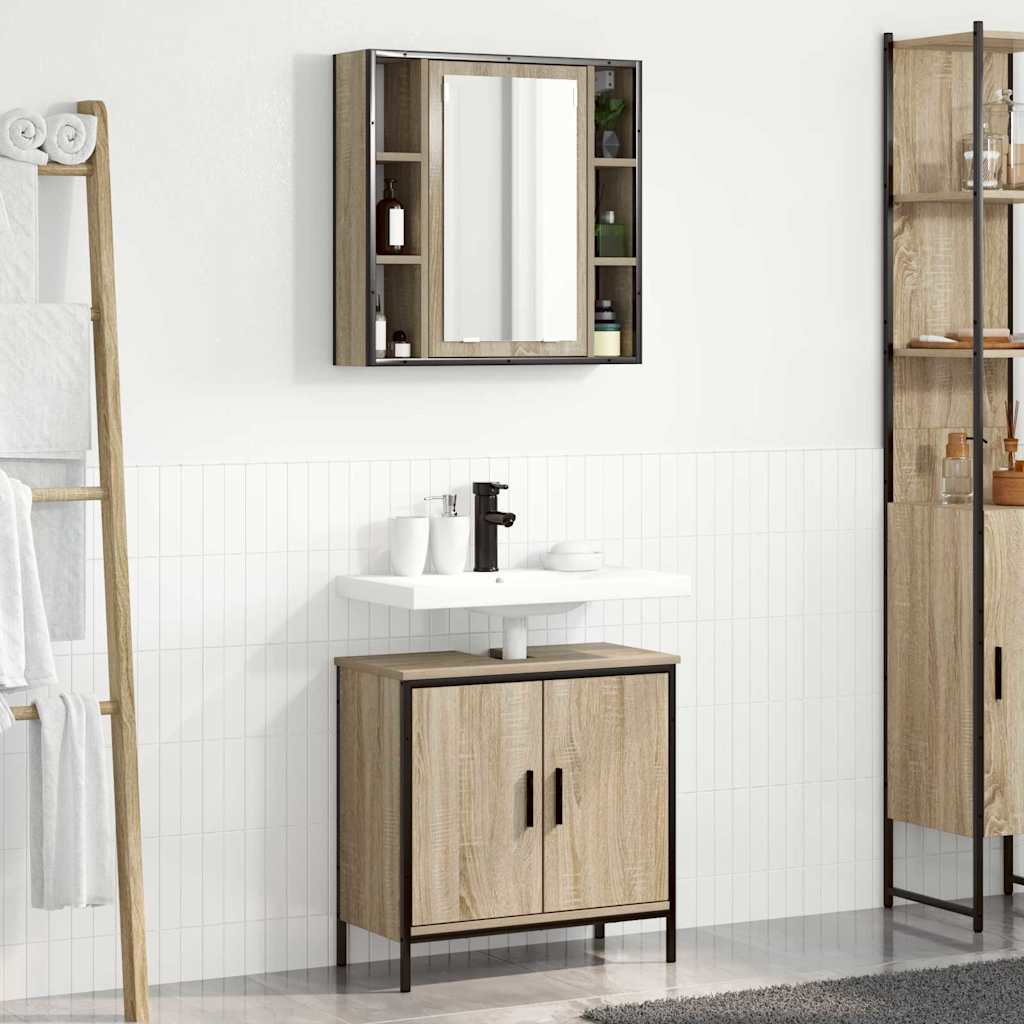Vidaxl Ensemble De Mobilier De Salle De Bain Avec Étagère 2 Pcs Marron