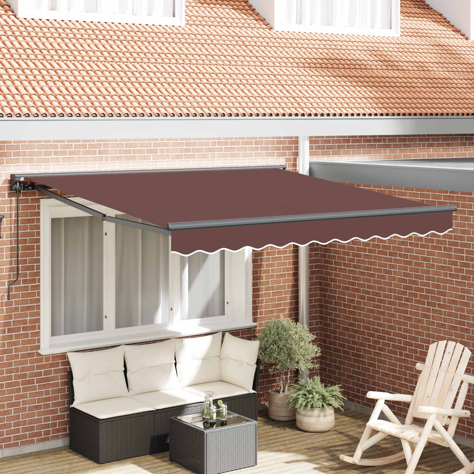 Vidaxl Cadre D'Auvent Marron 350 X 250 Cm Polyester Avec Revêtement Pu
