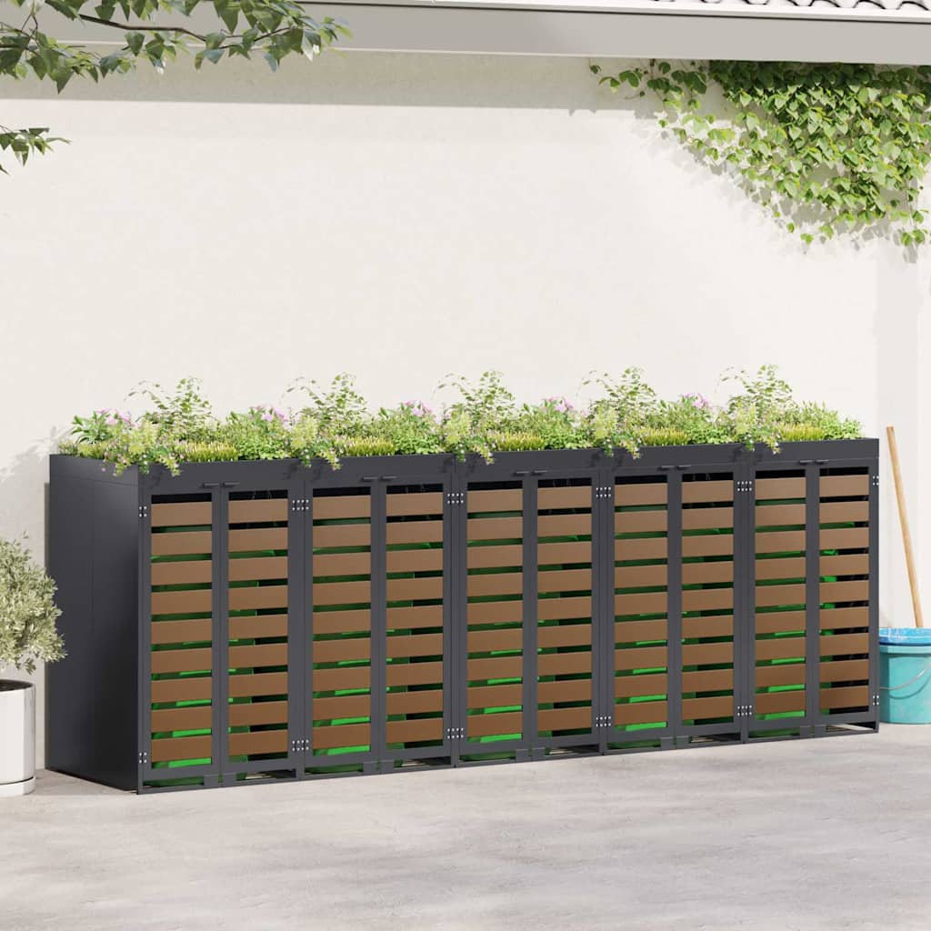 Vidaxl Rangement De Poubelle À Roulettes Pour 3 Poubelles Acier