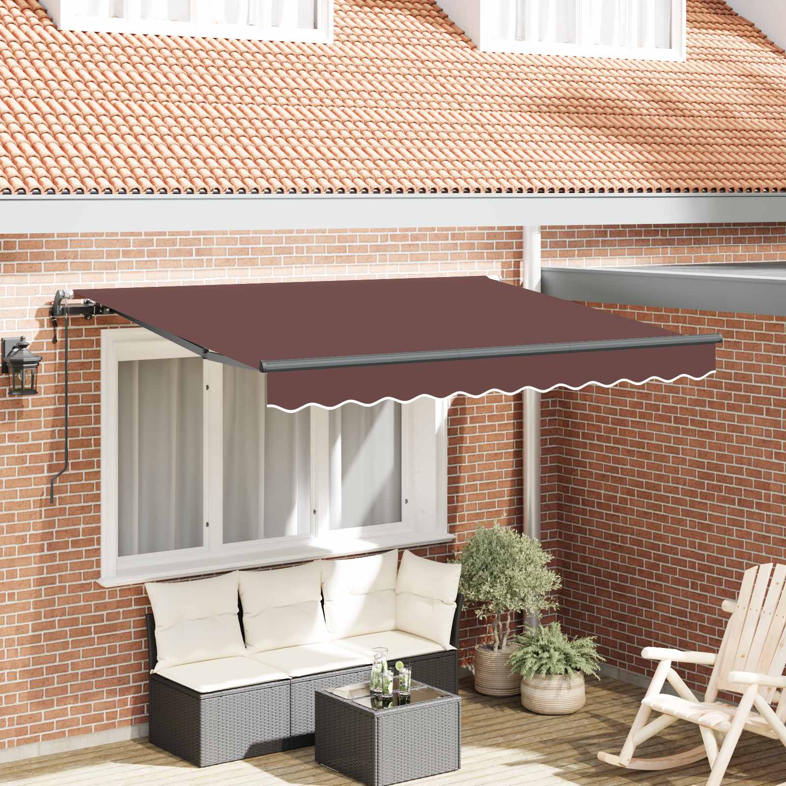 Vidaxl Auvent Rétractable Marron 350 X 200 Cm Tissu