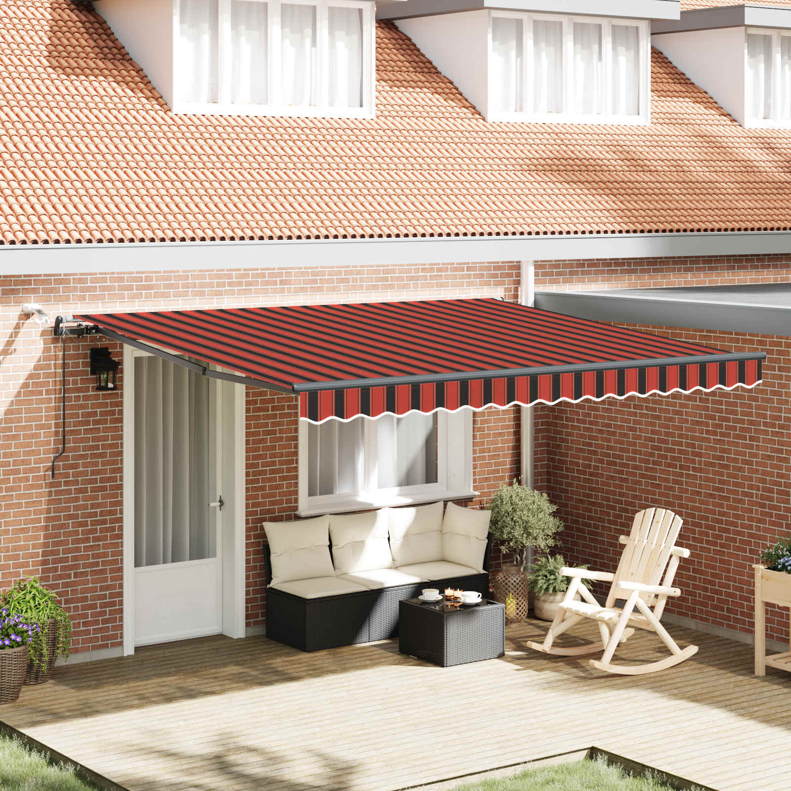Vidaxl Auvent Rétractable Orange Et Marron 400 × 350 Cm Polyester