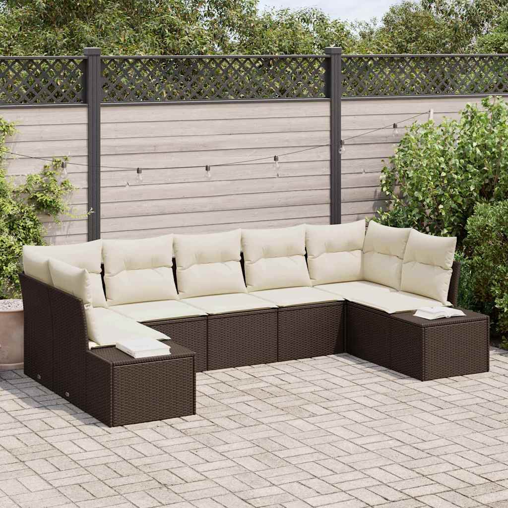 Vidaxl Ensemble De Canapé De Jardin 7 Pcs Marron Polyrotin