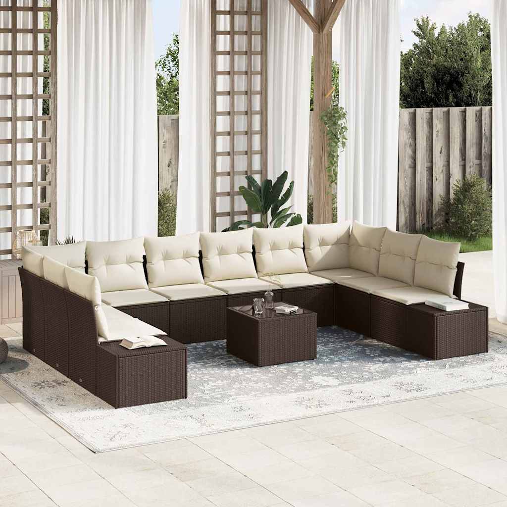 Vidaxl Ensemble De Canapé De Jardin 11 Pcs Marron Polyrotin