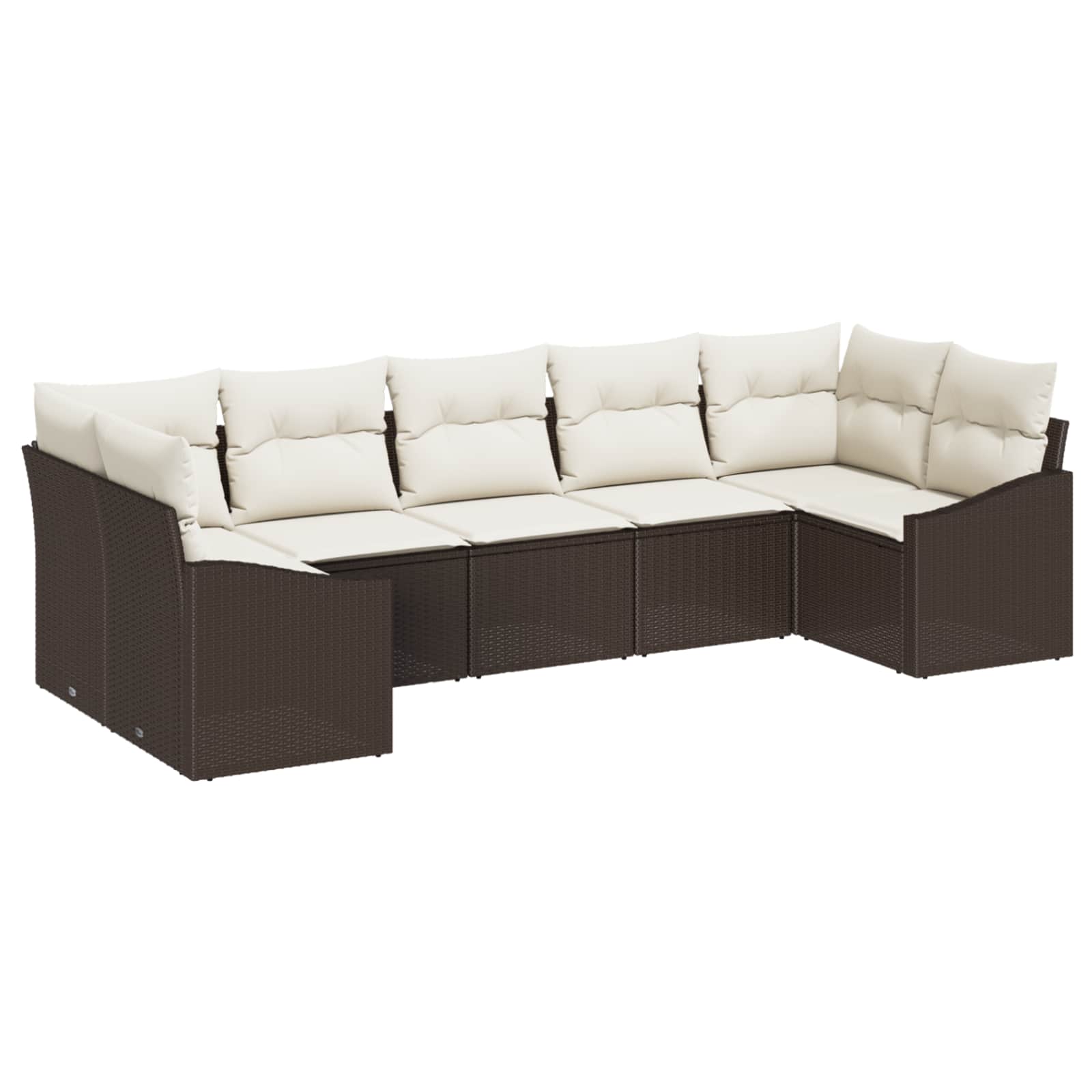Vidaxl Ensemble De Canapé De Jardin 7 Pcs Marron Et Crème Polyrotin